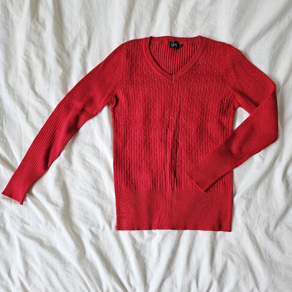 Red Cable Knit Sweater